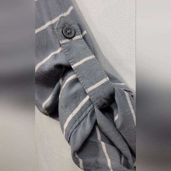 BeachLunchLounge Stripped Button Shirt Womens L Gray Boho Retro 90s Y2K Casual - Picture 3 of 8